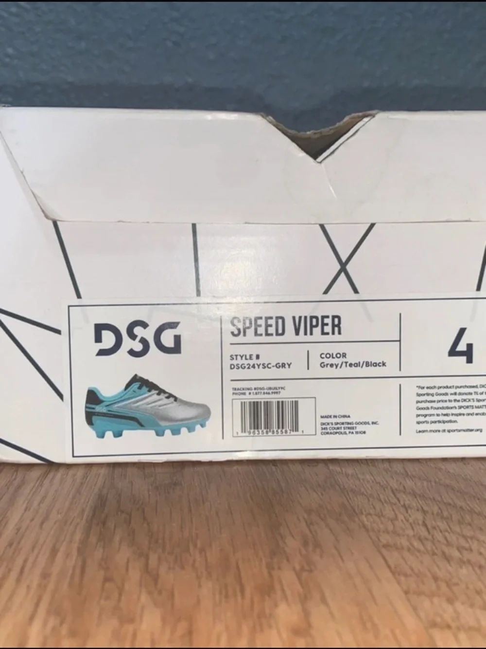 DSG Silver and Teal Kids Soccer Cleats